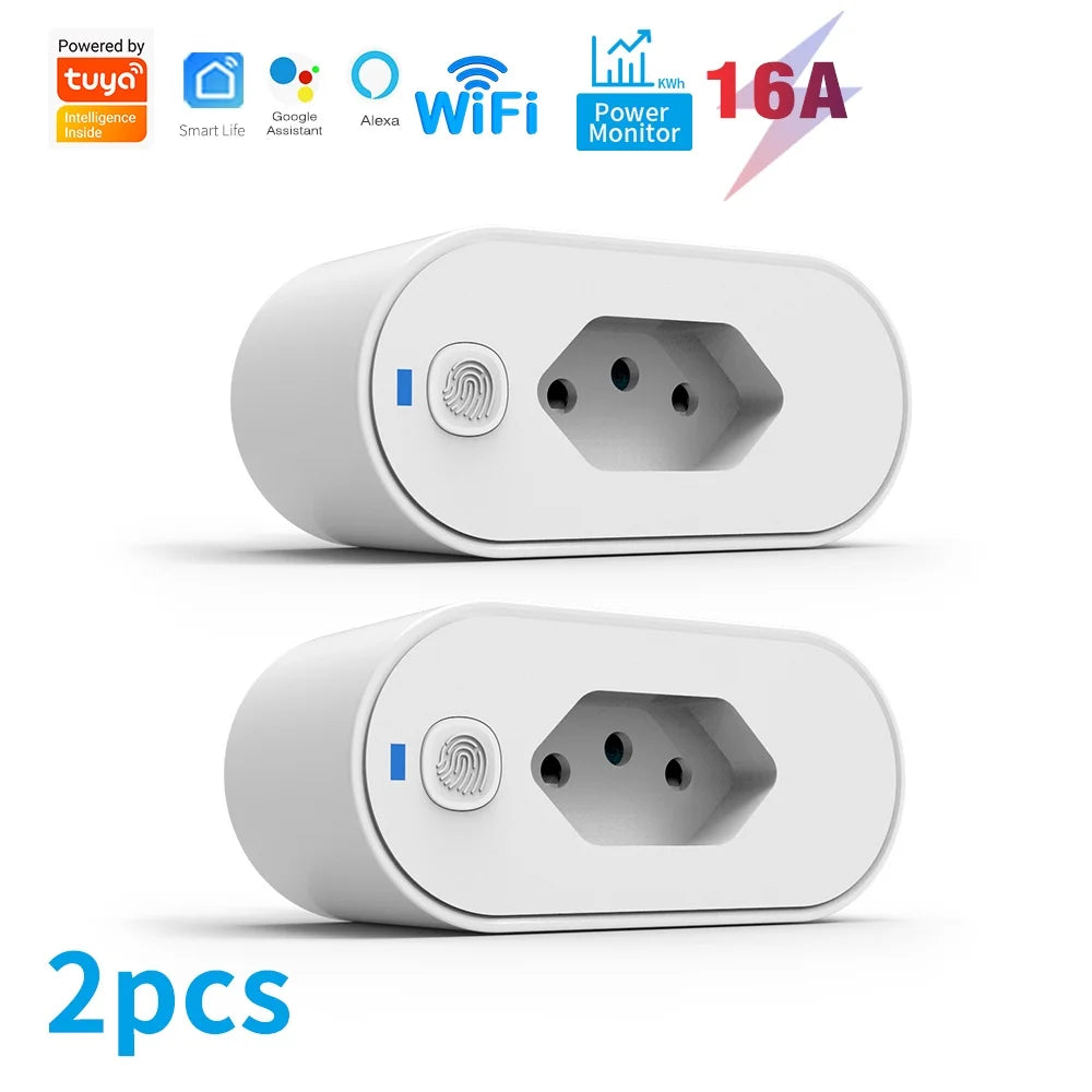 Tuya Wifi Socket Adaptador De Soquete Inteligente 16A Suporte Smart Life App Control Alexa Google Home Controle Vioce