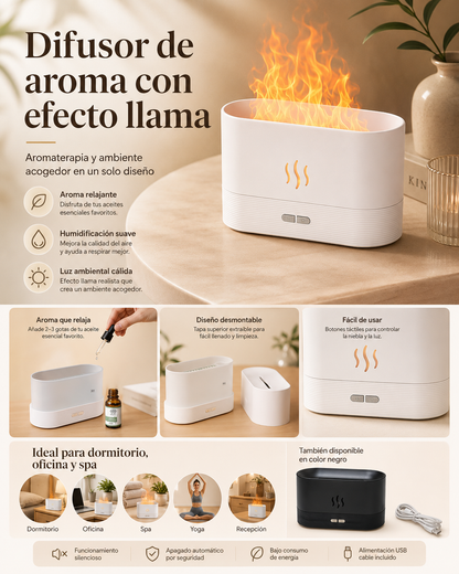 Difusor de Aceites Esenciales LED | Humidificador Ultrasónico con Luz Ambiente