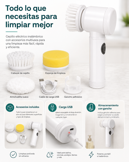 Cepillo Eléctrico de Limpieza Inalámbrico | Limpieza Profunda Sin Esfuerzo