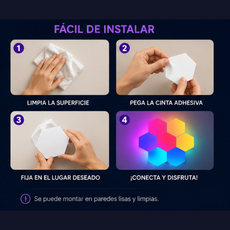 Luces LED Hexagonales RGB — Pack 6 Paneles + Mando a Distancia