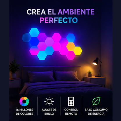 Luces LED Hexagonales RGB — Pack 6 Paneles + Mando a Distancia