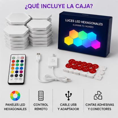 Luces LED Hexagonales RGB — Pack 6 Paneles + Mando a Distancia