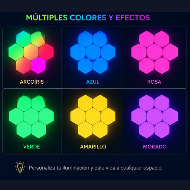Luces LED Hexagonales RGB — Pack 6 Paneles + Mando a Distancia