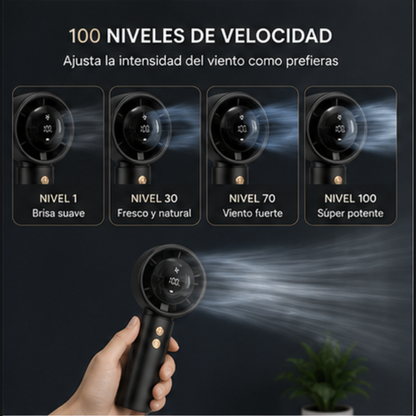 Ventilador Portátil de Alta Velocidad con Display Digital