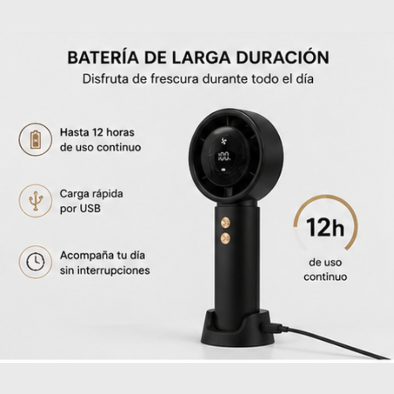 Ventilador Portátil de Alta Velocidad con Display Digital