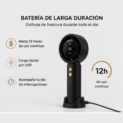 Ventilador Portátil de Alta Velocidad con Display Digital
