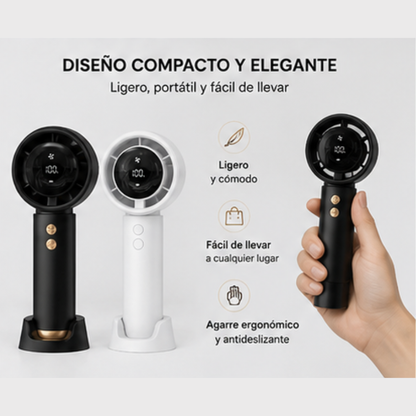 Ventilador Portátil de Alta Velocidad con Display Digital