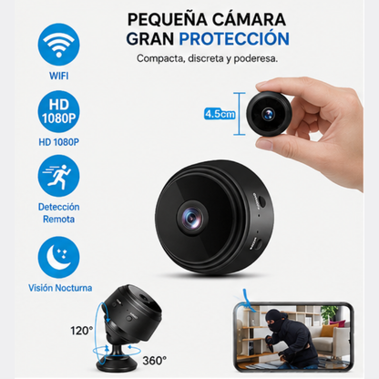 Mini Cámara de Vigilancia WiFi 1080HD — Pack 3 Unidades