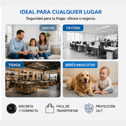 Mini Cámara de Vigilancia WiFi 1080HD — Pack 3 Unidades