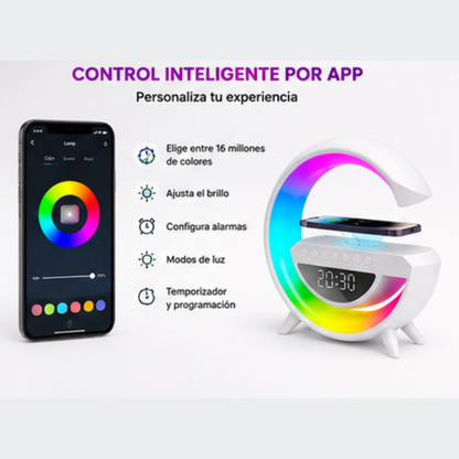 SmartStation G™ 3 en 1 | Altavoz Bluetooth, Cargador Inalámbrico y Lámpara LED RGB